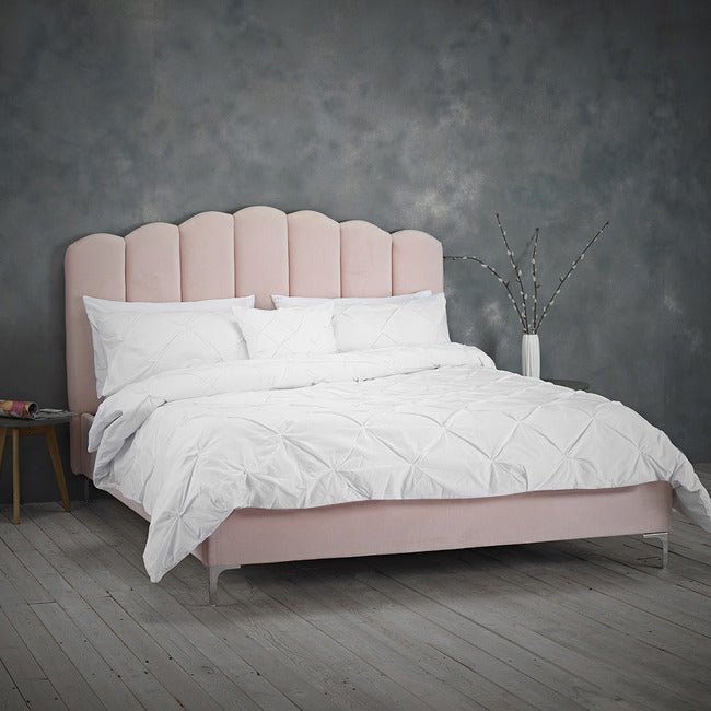 William Pink Velvet Double Bed Frame - WILLOWPIN4.6* - Uneeka