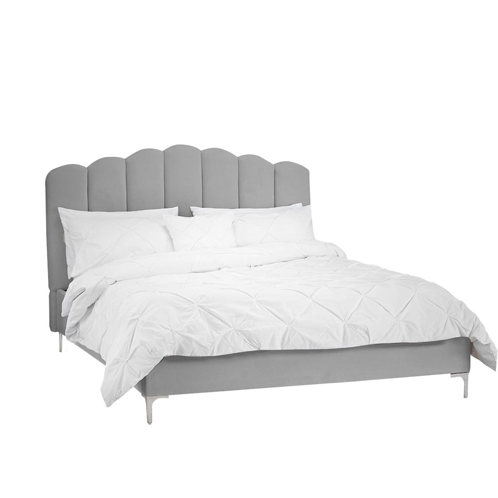 William Silver Velvet King Bed Frame - WILLOWSIL5.0* - Uneeka
