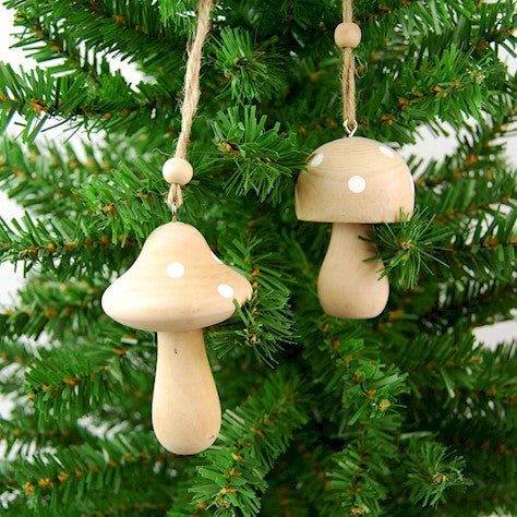 Wooden Polka Dot Hanging Mushroom Decoration - 6307 - ROUND - Uneeka