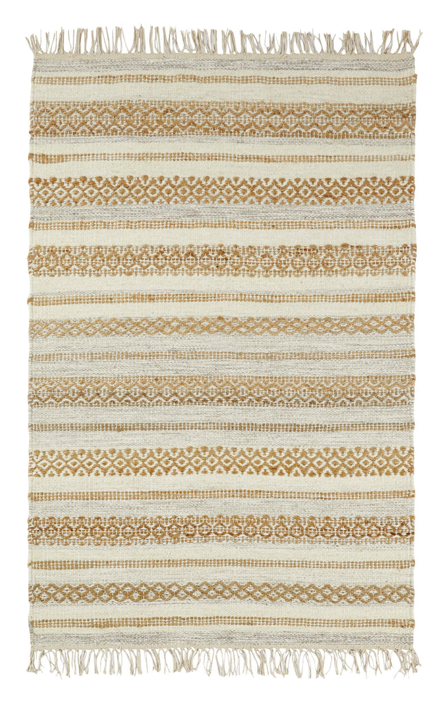 Wool & Jute Natural Stripe Rug - MJRUG - Uneeka