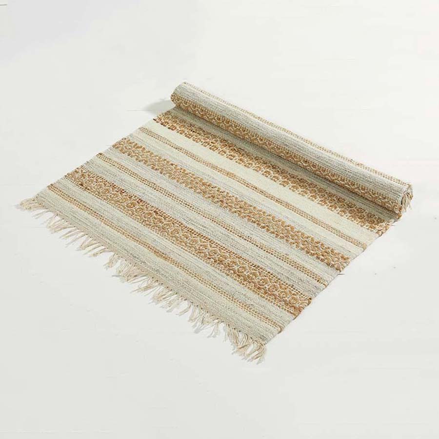 Wool & Jute Natural Stripe Rug - MJRUG - Uneeka