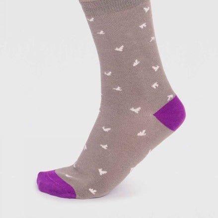 Wren Bird Bamboo Socks - SPW776 - GREEN - Uneeka