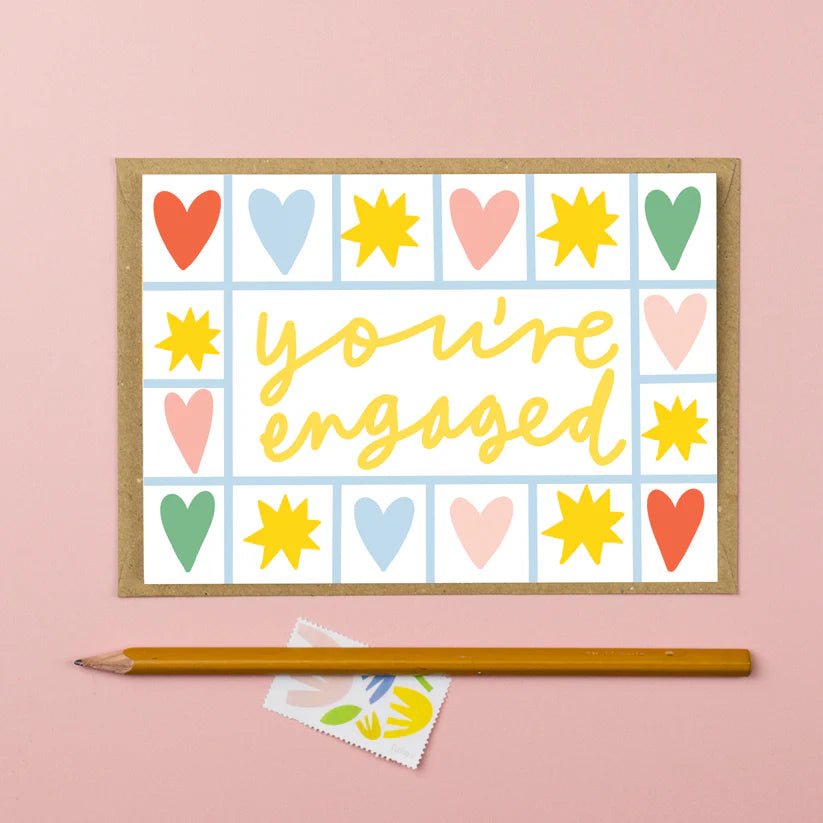 You're Engaged Colourful Tiles Greetings Card - C22 - You're Engaged - Uneeka