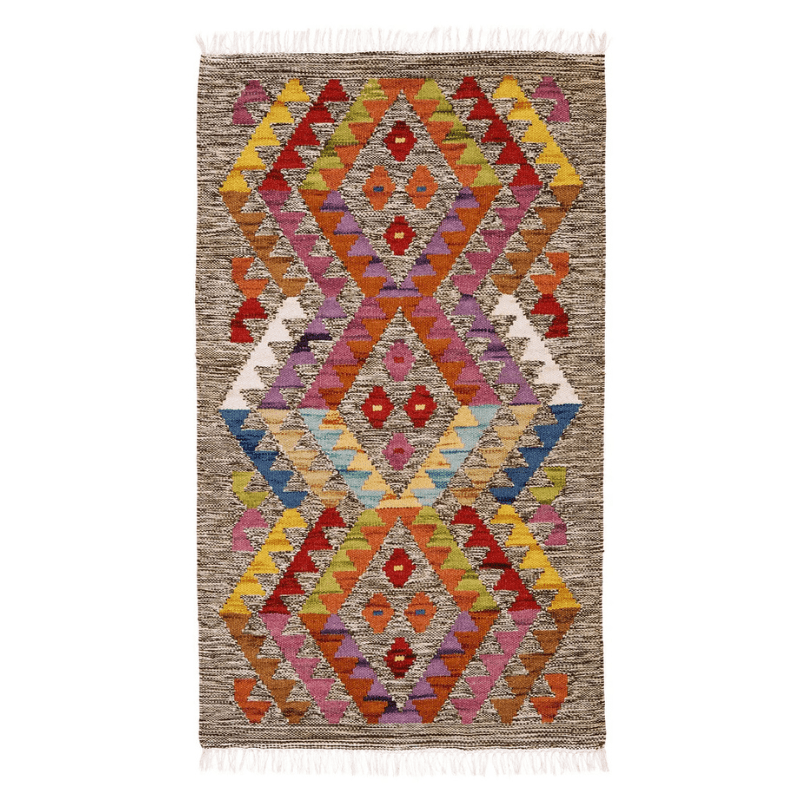 Zagged Diamond Handloom Kilim Rug - R10524 - Uneeka