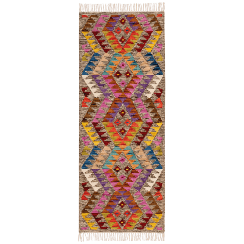 Zagged Diamond Handloom Kilim Rug - R10527 - Uneeka