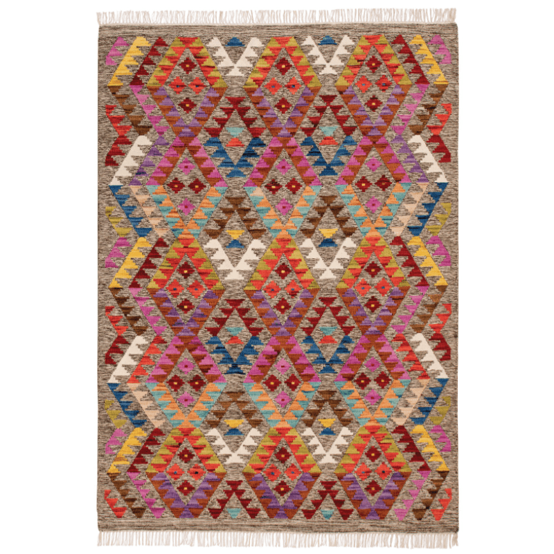 Zagged Diamond Handloom Kilim Rug - R10569 - Uneeka