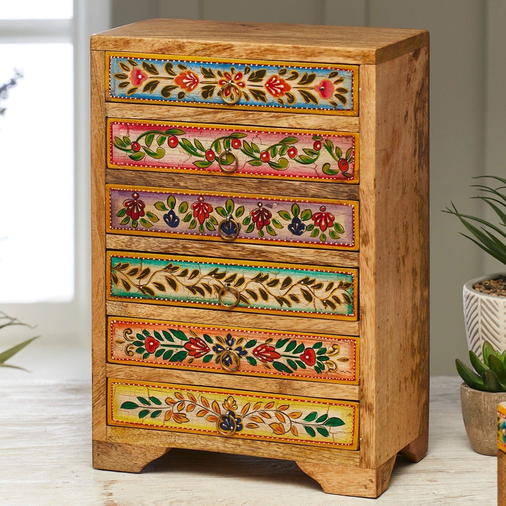 Zaha Hand Painted 6 Drawer Trinket Chest - STC131 - Uneeka