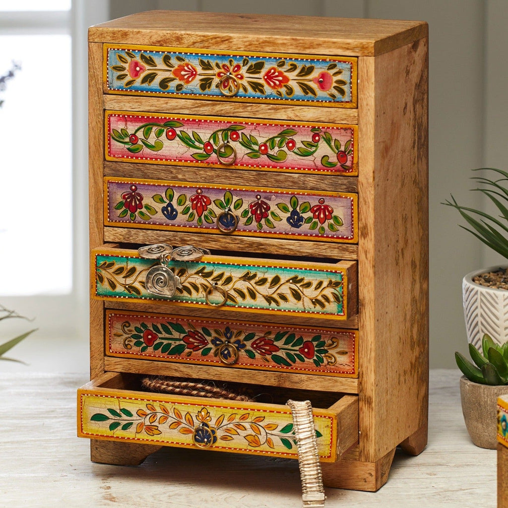 Zaha Hand Painted 6 Drawer Trinket Chest - STC131 - Uneeka