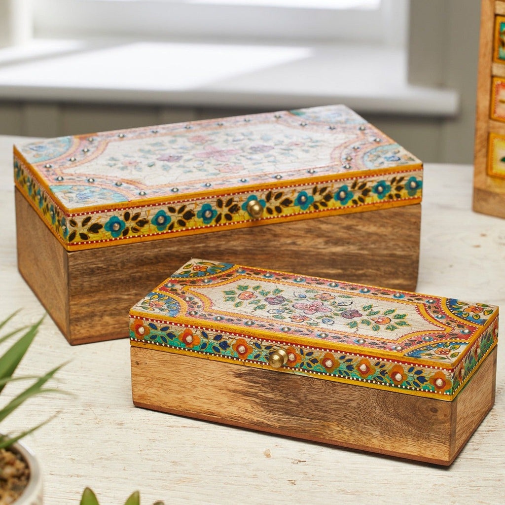 Zaha Hand Painted Trinket Box - BX130 - SMALL - Uneeka