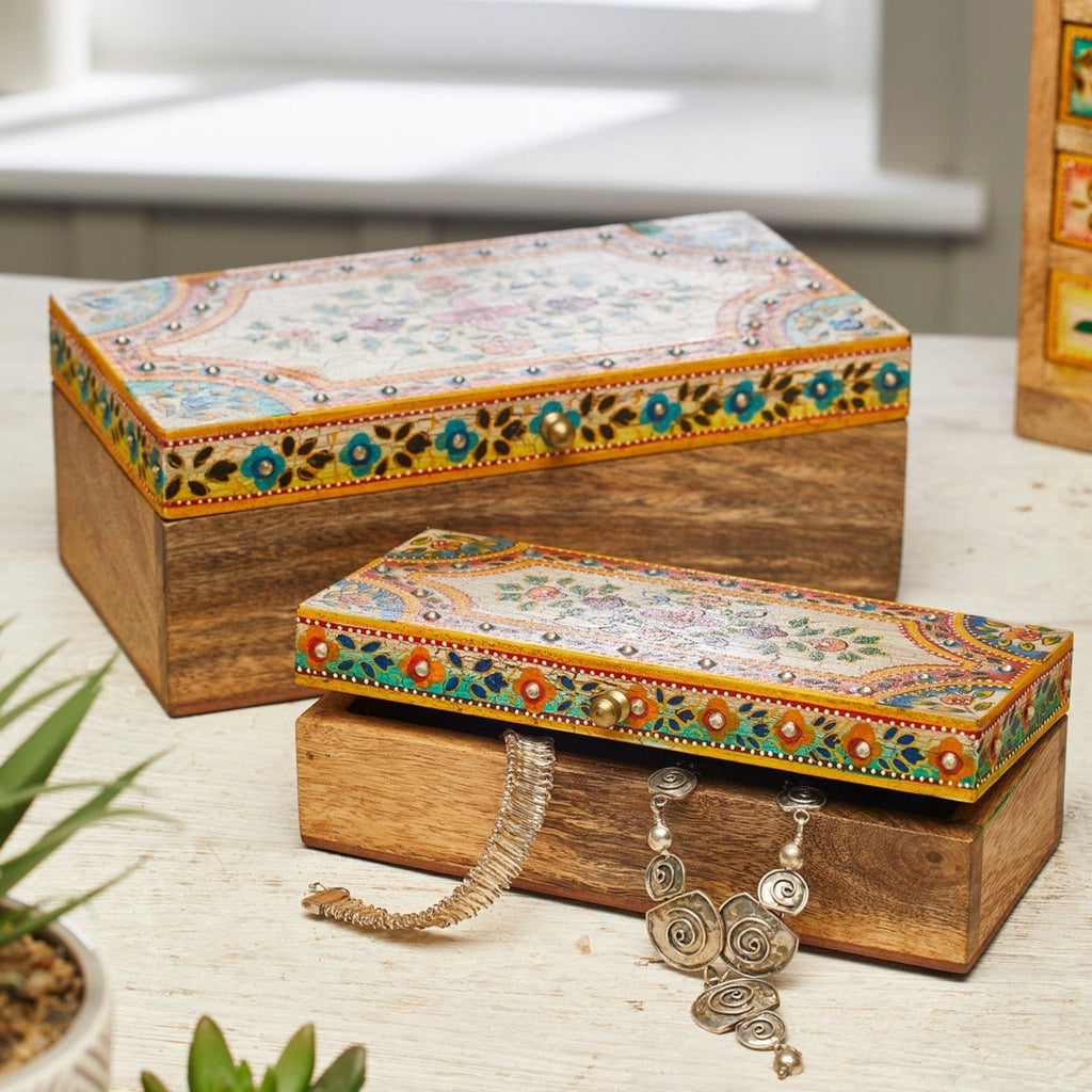 Zaha Hand Painted Trinket Box - BX130 - SMALL - Uneeka