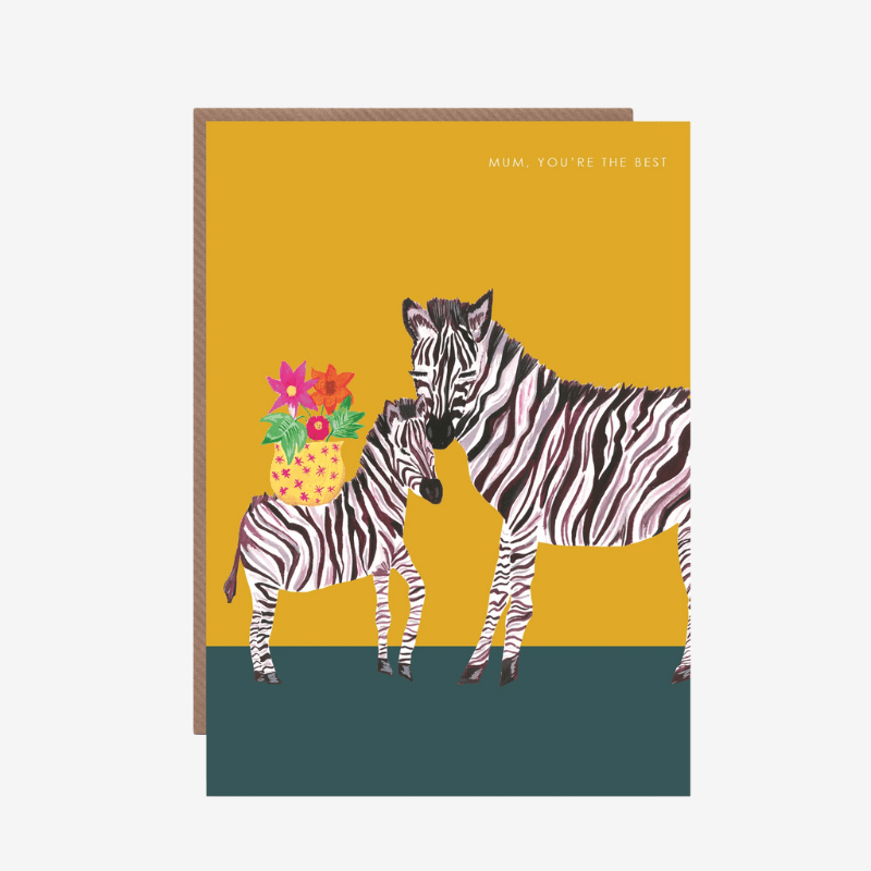 Zebra Best Mum Greeting Card - HCWB317 - Uneeka