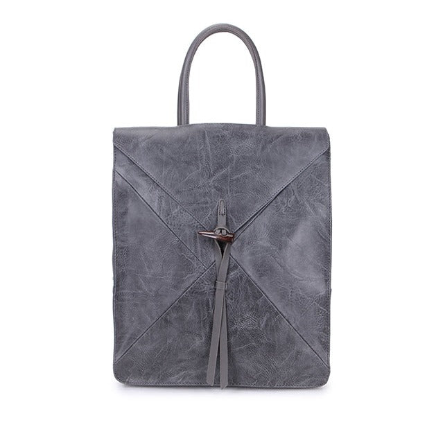 Faux Leather Backpack with Carry Handle Dark Grey