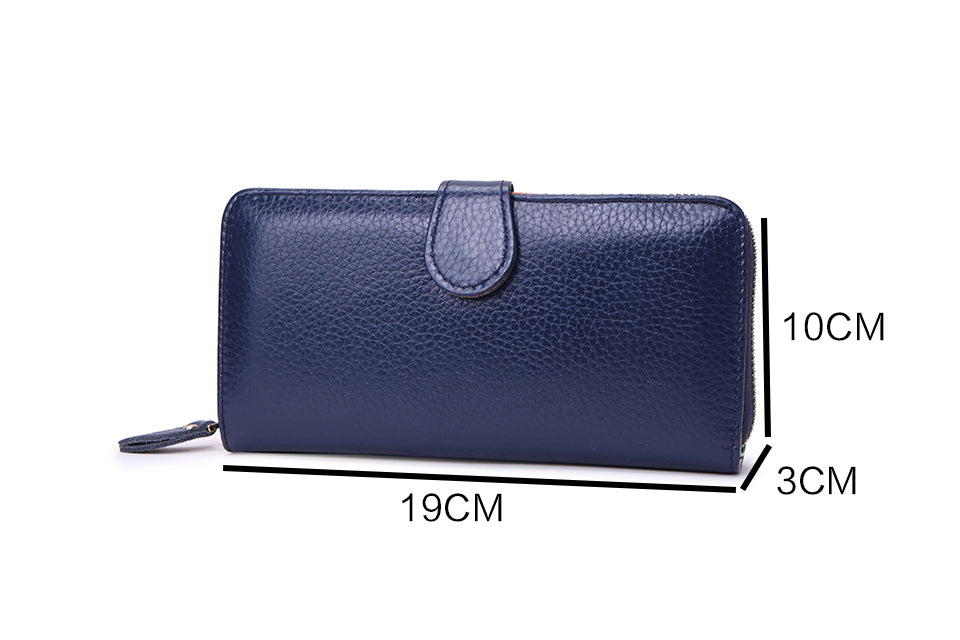 Genuine Leather Purse Dimensions in Navy