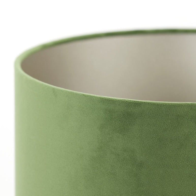 Velvet Dusty Green Cylinder Lampshade close up shade