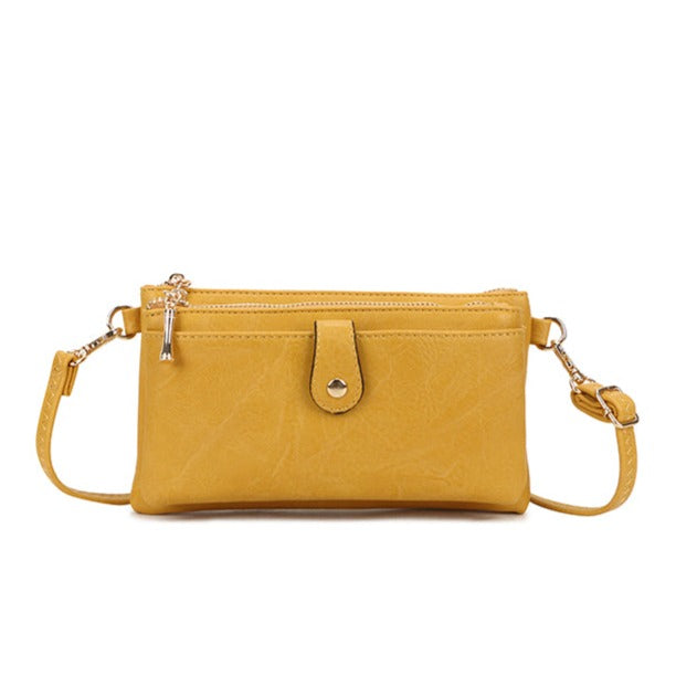 Block Colour Faux Leather Clutch yellow