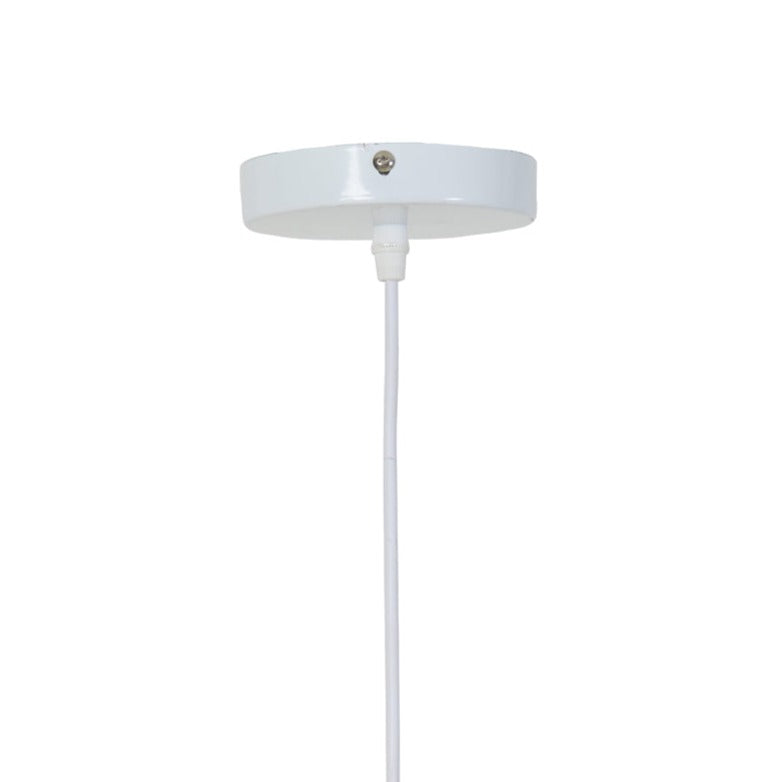 Round Rattan and Natural White Hanging Lamp