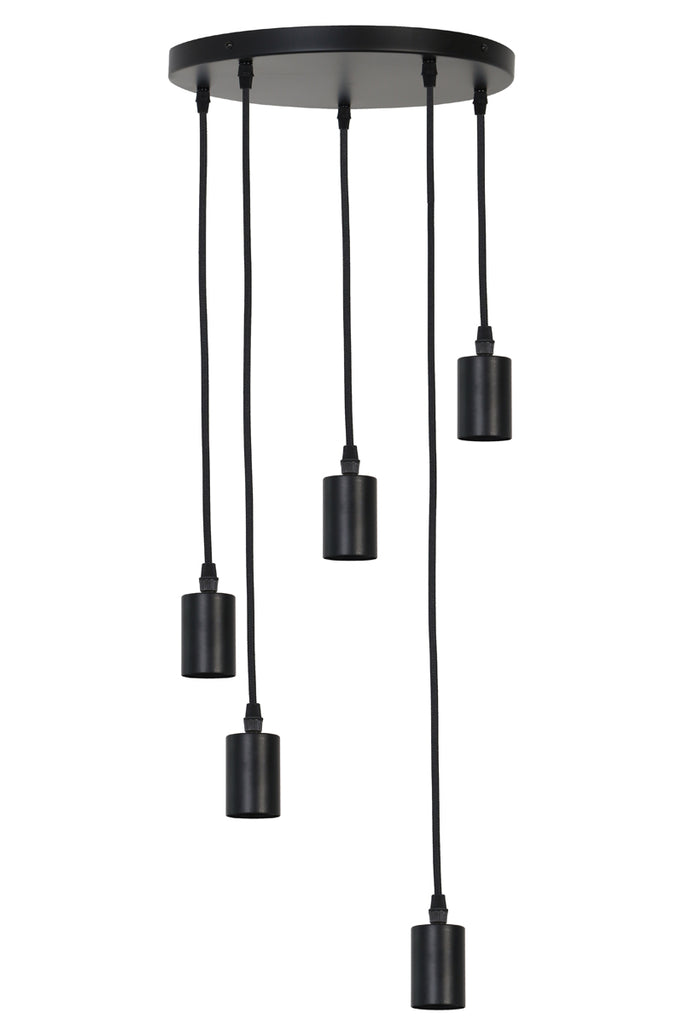 Matt Black 5 Bulb Hanging Lamp
