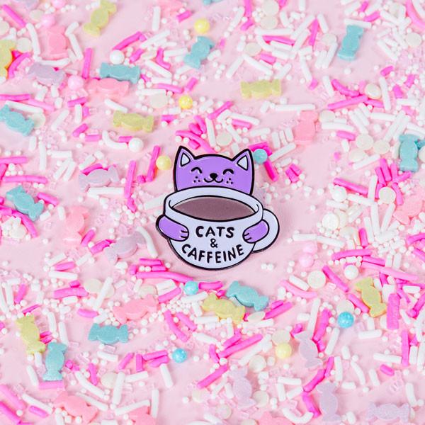 Cats and Caffeine Enamel Pin