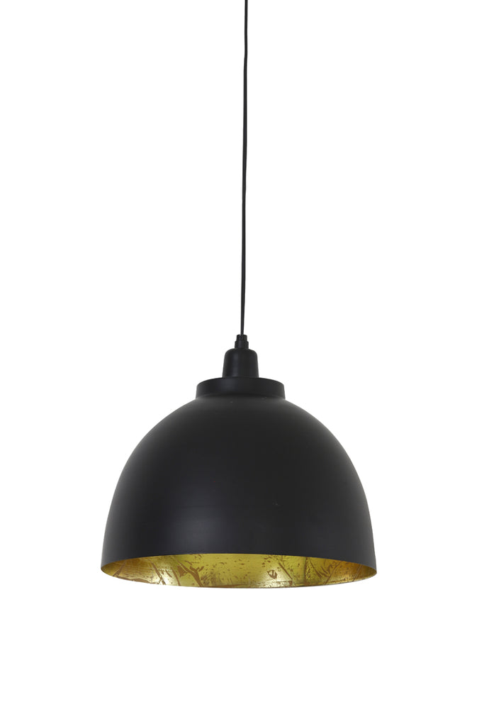 Black matt dome lamp with gold on the inside