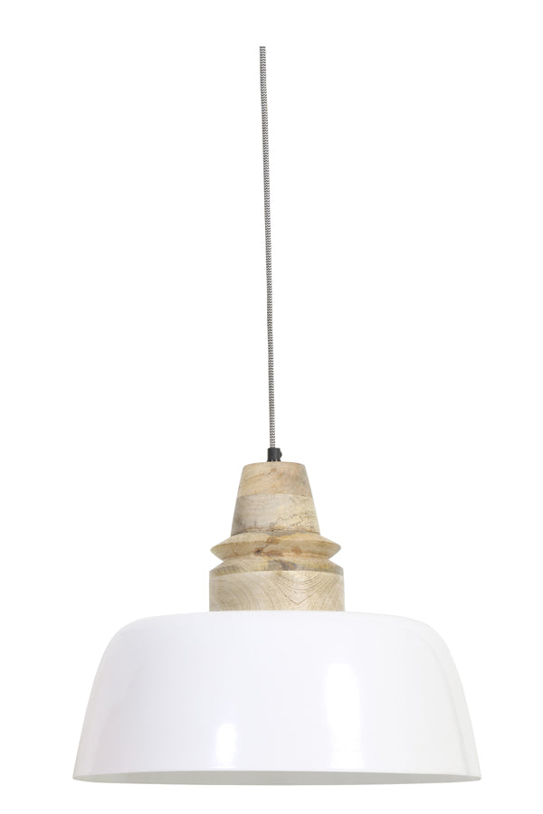 White Hanging Lamp With Mango Wood Top*