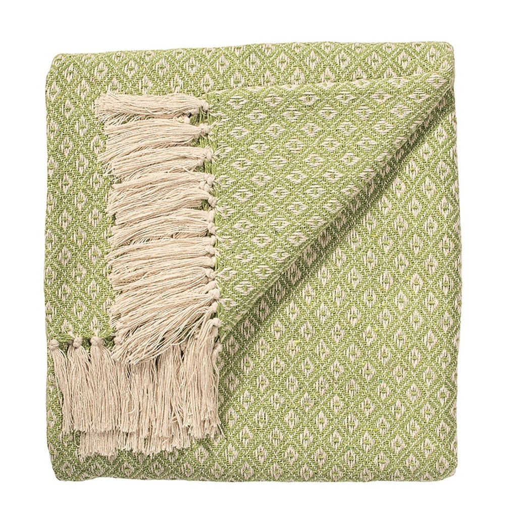Diamond Weave Cotton Handloom Throw Green