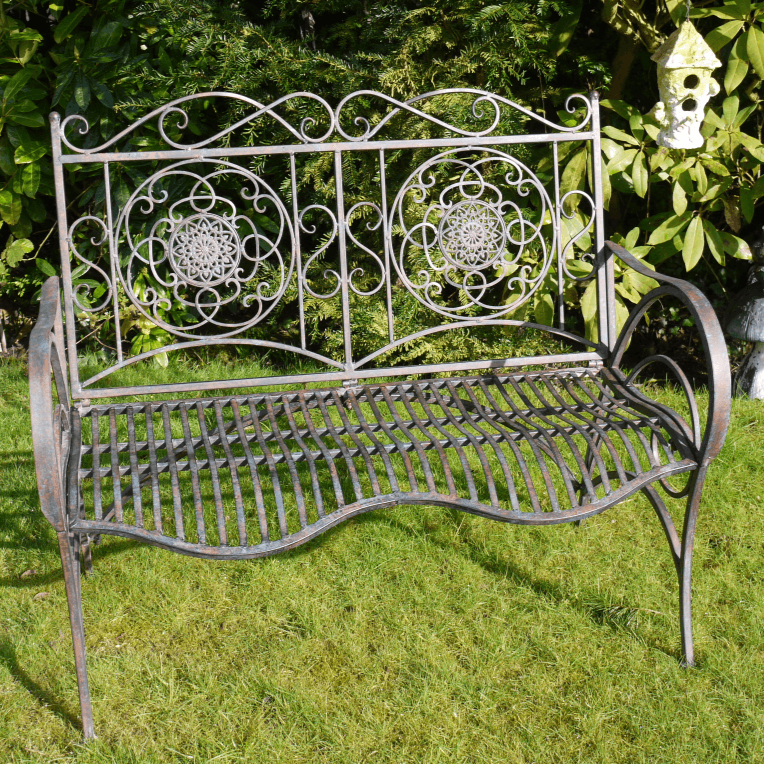 Ornate Antique Metal Bench - 3743 - Uneeka