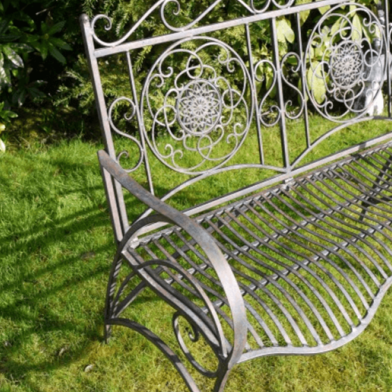 Ornate Antique Metal Bench - 3743 - Uneeka