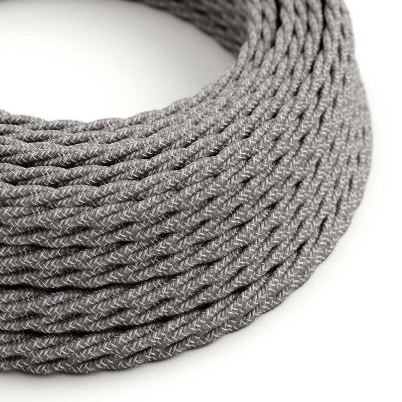 Twisted 3 Core Electrical Cable Covered with Coarse Linen in Grey 