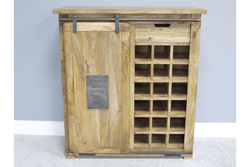 Mango Wood & Iron Wine Cabinet