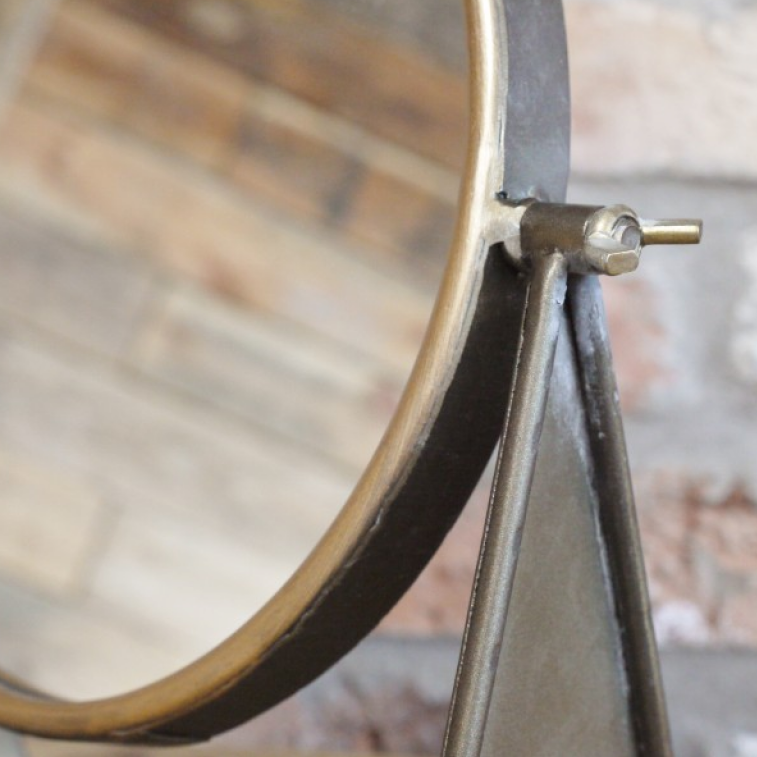Round Cheval Dressing Table Mirror rustic close up finish