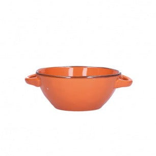 Brightly Coloured Ceramic Soup Bowl with Handle Orange