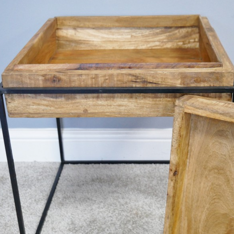 Mango Wood Storage Side Table