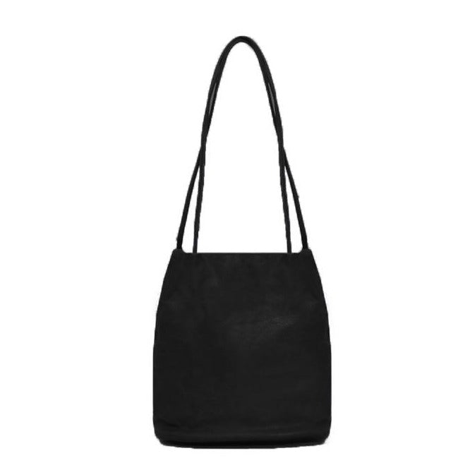 Block Colour Faux Leather Shoulder Handbag Black