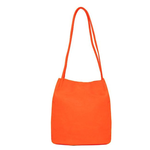 Block Colour Faux Leather Shoulder Handbag Orange