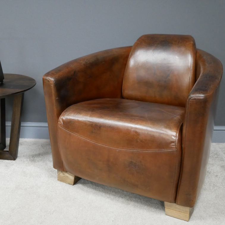 Brown Leather Cigar Chair