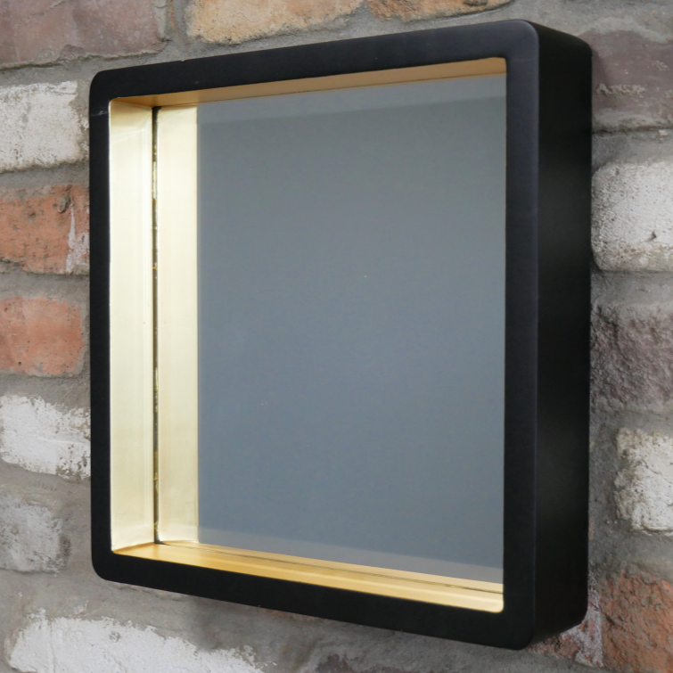 Square Black & Gold Mirror SMALL