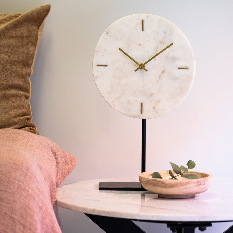 White Marble Effect Standing Clock