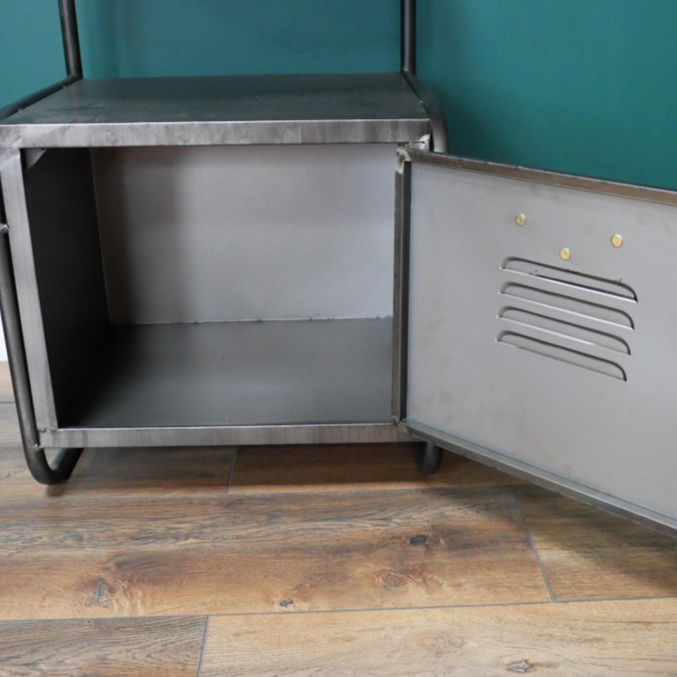 Industrial Cabinet With Wooden Shelf Single Cabinet