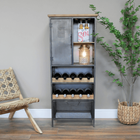 Wood & Metal Wine Cabinet