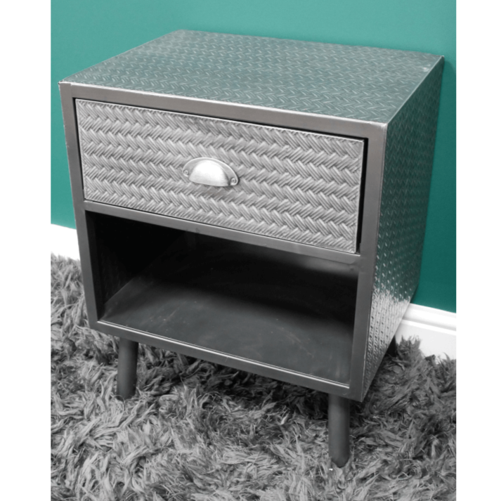 Industrial Bedside Cabinet with Shelf and Drawer