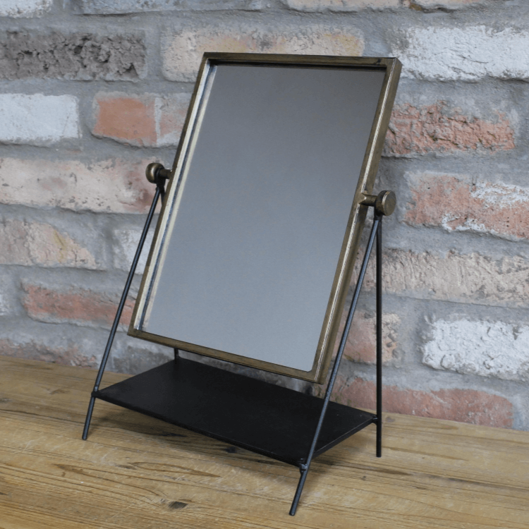 Small Brass Finish Cheval Dressing Table Mirror rectangle
