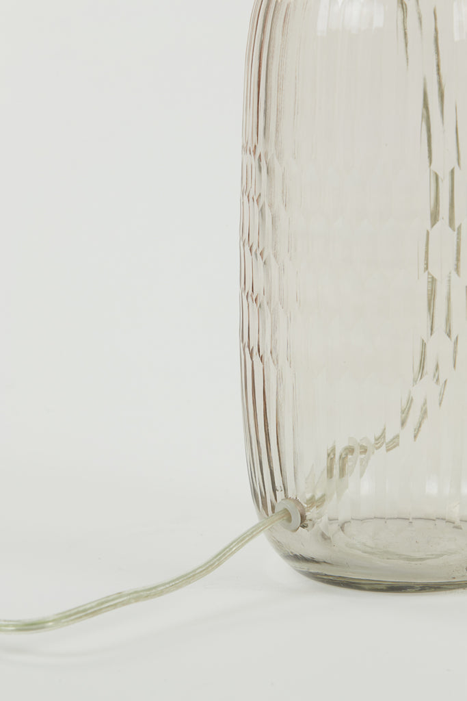 Curved Textured Glass Lamp Base in Light Pink Close Up Texture