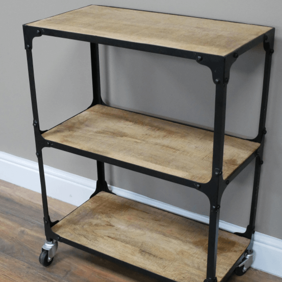 Industrial Wheeled Shelf short angled view
