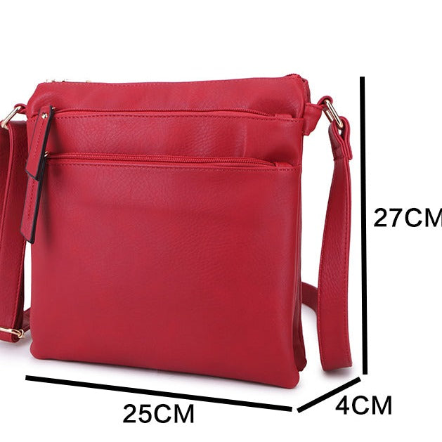 Multiple Zipped Compartment Faux Leather Shoulder Bag Dimensions