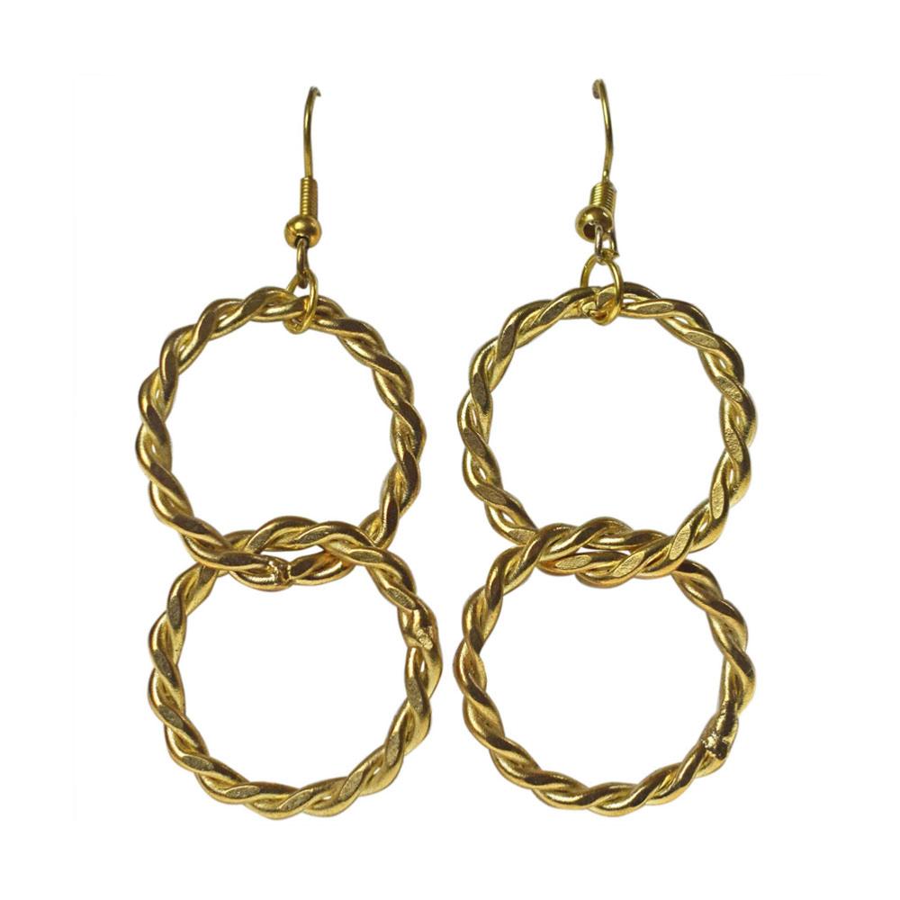 Double Twisted Loop Gold Earrings