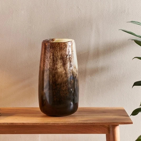 Ariyah Multi Tone Brown & White Glass Vase Large