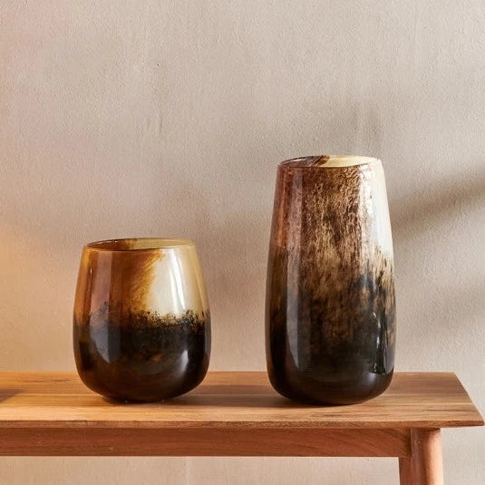 Ariyah Multi Tone Brown & White Glass Vase Small & large