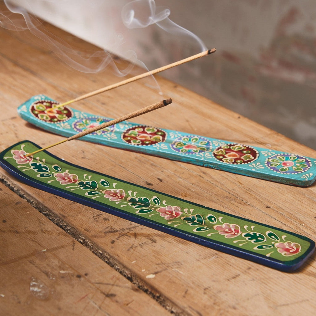 Assorted Pattern Painted Wooden Incense Stick Holder