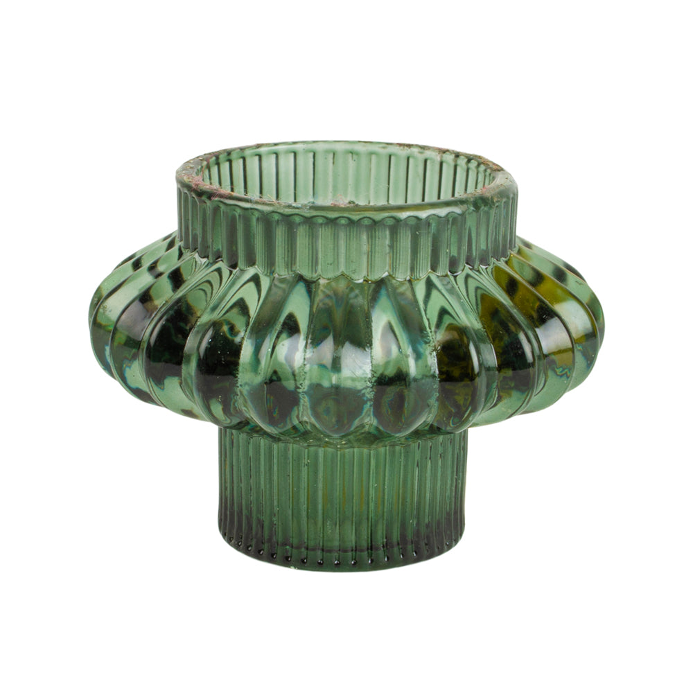 Glass Candleholder Large Duo Green