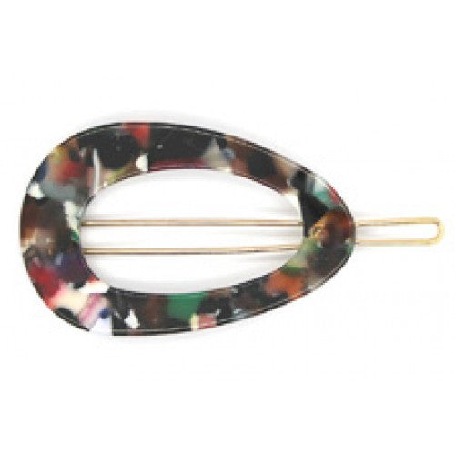 Oval Shaped Resin Hair Pin Red/Green